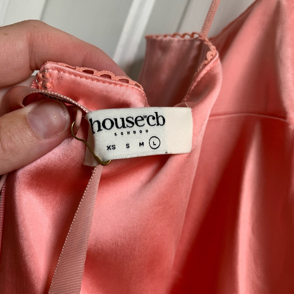 NWT House Of CB Constanza Dress Bright Peach Large Bridesmaid - Picture 6 of 9